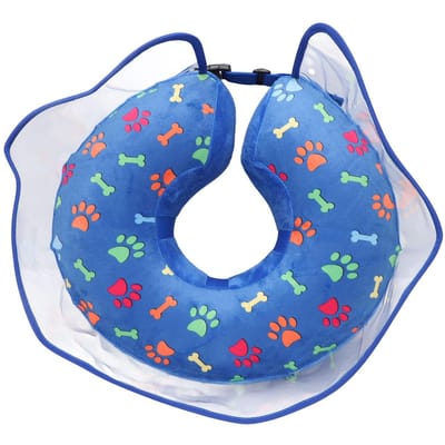 Collier gonflable de protection pour animaux de compagnie Empêche les éraflures Anti-léchage PVC souple Confortable pour chiens et chats Bleu L L bleu
