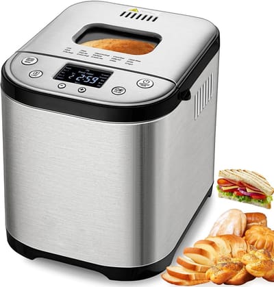 Broodmachine Automatisch - Broodmaker Deegmaker - Zelf Brood Bakken - 15 Programma's - 2 pond capaciteit - Zilver