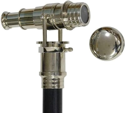 Houten Wandelstok - Steampunk Stijl - Stijlvol Wandelen - Telescoop Handvat - 100 cm - Zwart