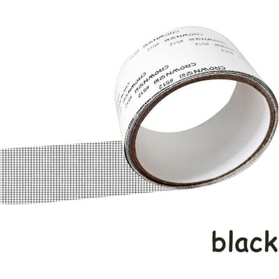 Patch de réparation de fenêtre Velcro, Ruban adhésif durable pour réparation de joint d'écran de fenêtre, Patch moustiquaire, Patch anti-moustique pour trou de porte et fenêtre 1PCS noir