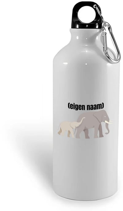 Hacebo® - olifant en kleine olifant met eigen naam waterfles - Olifant - olifanten liefhebbers - iemand die houdt van olifanten - verjaardag - cadeau - kado - water fles - 400ML