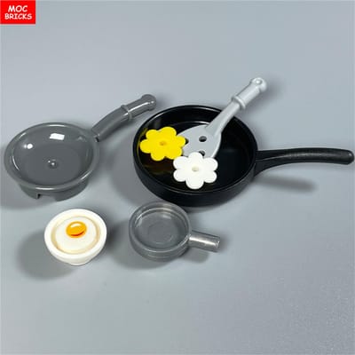 Briques MOC Ustensile de cuisine Casserole Poêle à frire Marmite Stockpot Cuisson des aliments Blocs de construction Ville Ami FAIS-LE-