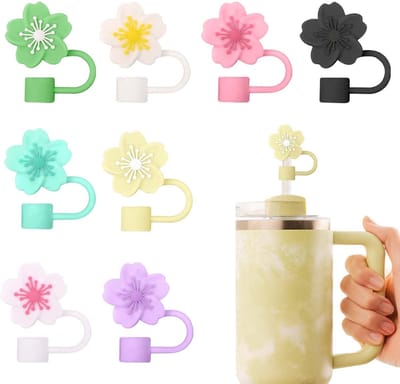 Dailygoods- Rietjehoezen 8 stuks - Siliconen stofdicht - Voor herbruikbare rietjes 9-10 mm - Geschikt voor 30/40 oz bekers - Voedingskwaliteit materiaal - Elegant ontwerp - Rietjesdoppen
