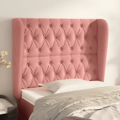 vidaXL - Hoofdbord - met - randen - 93x23x118/128 - cm - fluweel - roze