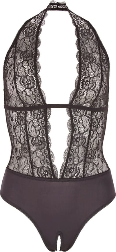 Cottelli Collection – Erotische V Split Body met Toegang tot de Intieme Zones – Maat S - Zwart