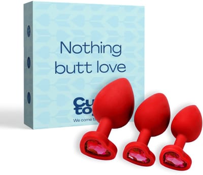 Cupitoys® Siliconen buttplug set van 3 - Diamant rood - Hartje - Sex toys voor vrouwen - Sex toys voor mannen - Buttplugs