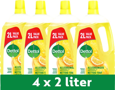 Dettol Allesreiniger - Sprankelende Citroen 2L - 4 Stuks - Voordeelverpakking
