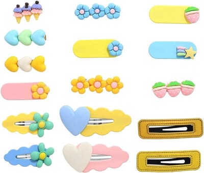16 Stuks Schattige Haarspelden Gele Snoep Haaraccessoires Bloem No Slip Haarspeldenset voor Baby Meisjes en Kinderen