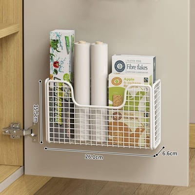 Wandmontage Opbergdoos van IJzer met Korf zonder Boren voor Keuken en Badkamer