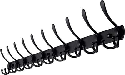 Handdoekhaken Zwart | 96cm | 30 Haken | Inclusief Bevestigingsmateriaal | Handdoekhouder | Handdoekrek | Badkamer | Keuken | RVS | Accessoires | Handdoekhaakjes | Wandhaken |