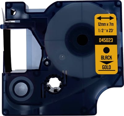 DULA Dymo D1 45023 Compatible label tape - 1 lettertape - Zwart op goud - 12mm x 7m