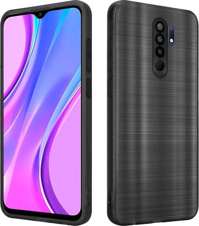 Cadorabo Hoesje geschikt voor Xiaomi RedMi 9 in Brushed Zwart - Beschermhoes Case Cover van flexibel TPU silicone in Brushed design