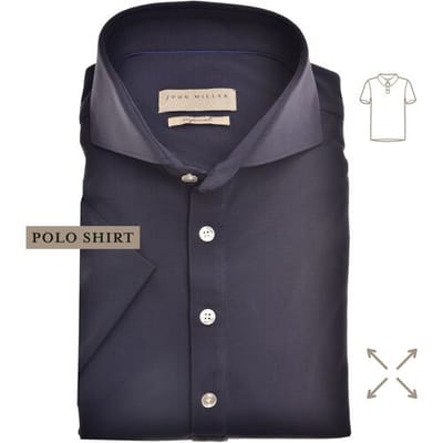 John Miller Polo Short Sleeve Slim Stretch Donker Blauw / male