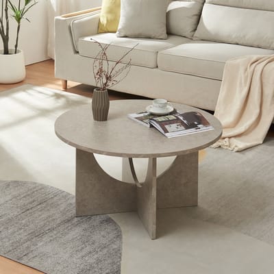 Salontafel Rindal rond betonkleurig licht 80x41,5 cm [en.casa]