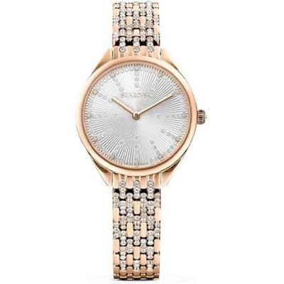 Swarovski Attract Horloge Kwarts Uurwerk Metalen Band Zilveren Wijzerplaat Dameshorloges 5610487 Rose Gold Strap white