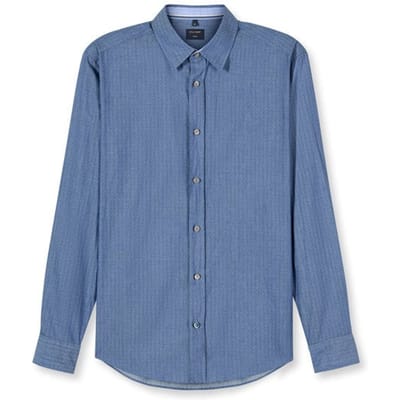 OLYMP Casual Overhemd, Regular Fit, Kent, Marineblauw