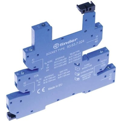 93.63.0.240 Relaissocket Met houderbeugel, Met LED, Met EMC-ontstoringsschakeling Geschikt voor serie: Finder serie 34 Finder 34.51, Finder 34.81 1