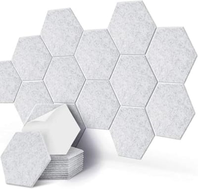 Zelfklevende Akoestische Absorptiepanelen - 24 Stuks - Geluidsdicht en Hoge Dichtheid - Zeshoekige Geluidsabsorberende Panelen voor Thuis en Studio