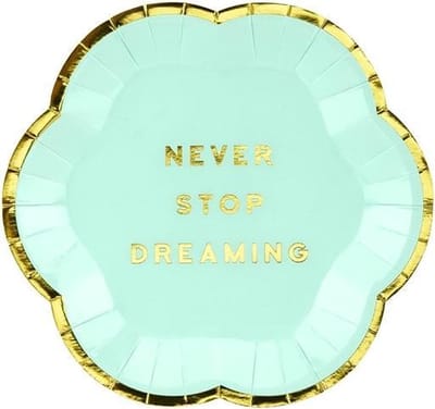 Partydeco - Kleine borden mintgroen met gouden randje (6 stuks)