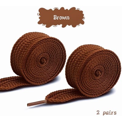 2 Paar 2cm Bredere Veters voor Schoenen Nieuwe Casual Sneakers Platte Schoenveters Modieuze Koord Schoenveters 100/120/140/160CM Schoenen Accessoires 100cm brown