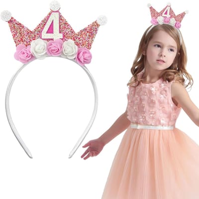 Verjaardagskroon Kinderen - Prinses Diadeem - Feestelijke Vieringen - Met Cijferdecoratie - 20 x 14.5 cm - Meerkleurig