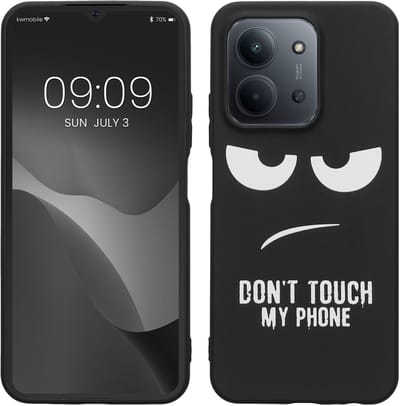 kwmobile telefoonhoesje geschikt voor Xiaomi Redmi 15C / Poco C85 - Hoesje voor smartphone in wit / zwart - Backcover van TPU - Don't Touch My Phone design