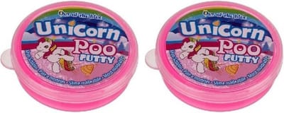 Unicorn Poo Putty Eenhoorn slijm - 2x - roze - potje 40 gram - speelgoed - magisch slijm
