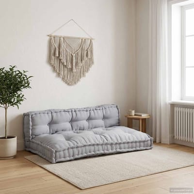 vidaXL Pallet Sofa Kussen 2 st Stof Grijs 120 x 80 x 38 cm