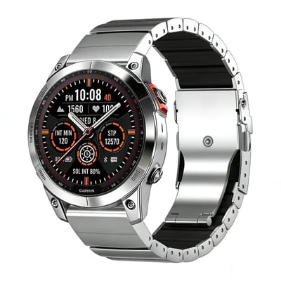 Strap-it Titanium 'Hybrid' bandje geschikt voor Garmin Fenix 9 (Pro) 47mm - Fenix 8 (Pro-E-47mm) - Fenix 7 (Solar-Pro) - 6 (Solar-Pro) - Fenix 5 (Plus) / Forerunner 970 - 965 - 955 - 945 - 935 - 745 / Quatix 8 - 7 - 6 - 5 - Zilver