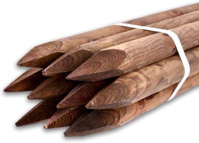 Houten Palen Set - Stevige Hekpalen - Tuinieren Houtwerk - Keteldruk Geïmpregneerd - 10cm Doorsnee - Bruin