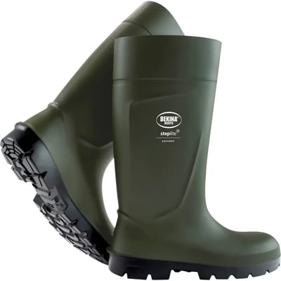 Veiligheidslaarzen voor heren en dames met stalen neus en stalen zool, antislip, werklaarzen landbouw, vederlicht, ondoordringbaar voor water, modder of reinigingsmiddelen, isolerend tot - 20 graden, groen, EU 41