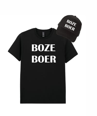 Mijncadeautje - Voordeel Cadeauset - T-shirt van 100% katoen en Pet van 100% dik geborsteld katoen - Boze Boer - T-shirt maat S