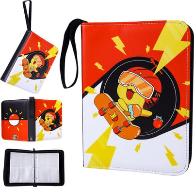 Buxibo Verzamelmap Geschikt voor Speelkaarten - Verzamelalbum met Rits - 4 Pocket Map Binder Houder - Opbergmap voor 400 Kaarten - Skateboard