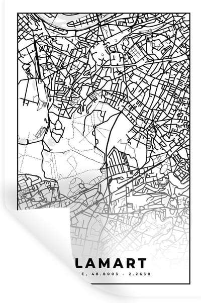 Muurstickers - Sticker Folie - Frankrijk - Clamart - Plattegrond - Stadskaart - Kaart - Zwart wit - 20x30 cm - Plakfolie - Muurstickers Kinderkamer - Zelfklevend Behang - Zelfklevend behangpapier - Stickerfolie