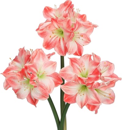 Set van 3 kunstbloemen met 4 bloemkoppen - Zijde boeket voor kerst, bruiloft en tafeldecoratie, roze eettafel-middenstuk en nieuwjaarsornamenten