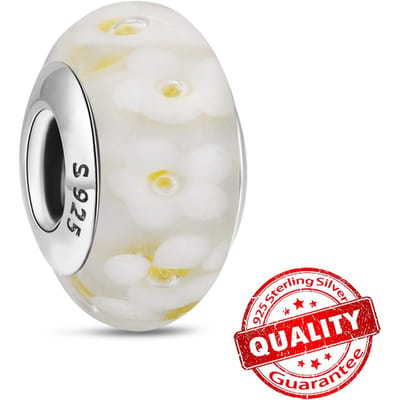 Murano Glas Serie Koper Gebogen Goede Veren en Gelukkige Klavertje Vier Bedel Past om Armband Mooie Fijne Cadeaus W27241WW-