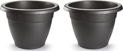 Plasticforte Plantenpot - 4x - antraciet - kunststof - rond - D43,5 cm -Bloempotten - binnen/buiten