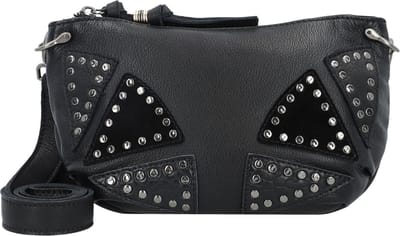 FREDsBRUDER Leren Schoudertas Wild Ones Round Crossbag Black Zwart