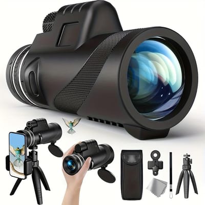 Télescope Monoculaire Avec Adaptateur pour Smartphone et Trépied, Monoculaire Haute Définition pour Adulte, Petit Monoculaire noir
