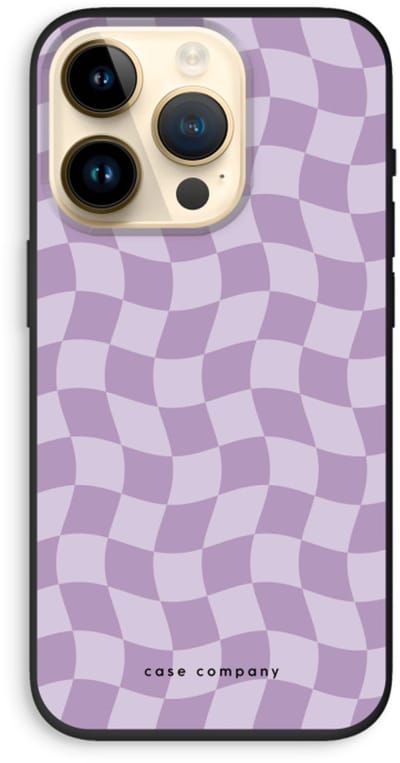 Case Company® - Hoesje geschikt voor iPhone 14 Pro hoesje - Grid Paars - Biologisch Afbreekbaar Telefoonhoesje - Bescherming alle Kanten en Schermrand