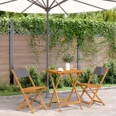 vidaXL - 3-delige - Bistroset - stof - en - massief - hout - antracietkleurig