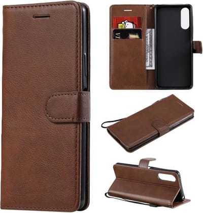 LuxeBass Hoesje geschikt voor Sony Xperia 10 II - Boekhoesje met kaartvakken- bruin gsm hoesje - telefoonhoes - telefoonhoesjes