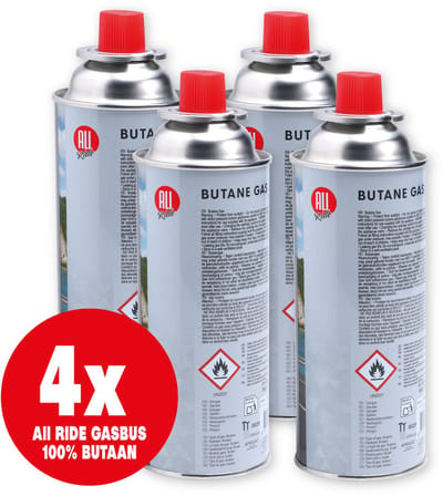 All Ride butaan gasbussen met Bajonet aansluiting – 4 Stuks - Voordeelverpakking