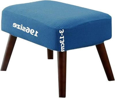 Voetenbank Overtrek - Poef Beschermer - Meubels Beschermen - Elastisch Jacquard Weefsel - 55 x 55 cm - Blauw