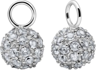 Quiges - Oorbedels Hanger Bol met Zirkonia Stenen 9mm voor Hoop Oorringen - Dames Oorbellen - 925 Zilver Rhodium - ESE008