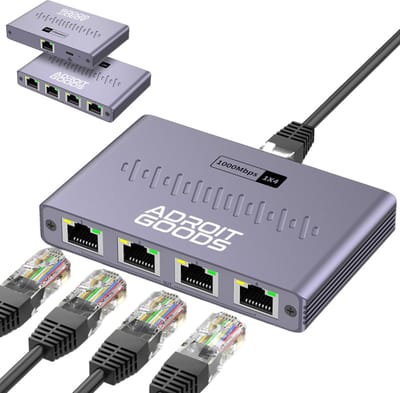 AdroitGoods Netwerk Switch - Tot 1000Mbps - 5 Poorten - Internet Switch - RJ45 splitter - Aluminium behuizing