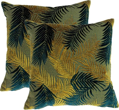 Kussens Palmblad - Decoratiekussens - Woonkamer Decoratie - Dubbelzijdig Ontwerp - 50 x 50cm - Goud Blauwgroen