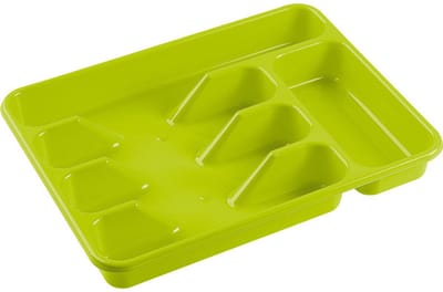 Hega Hogar Besteklade indeler - kunststof - 5 compartimenten - groen - 34 x 26 x 5 cm - keuken organizer