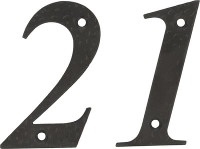 AMIG Huisnummer 21 - massief gesmeed staal - 10cm - incl. bijpassende schroeven - zwart