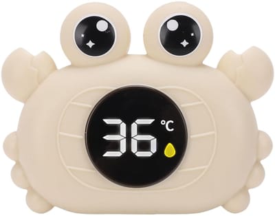 Badthermometer voor Baby, Drijvende Watertemperatuurmonitor met Temperatuurwaarschuwingen, Ideale Gebruikscassette voor Badspeelgoed (Beige)